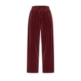 thumbnail image 3 of Plebaso Womens Velvet Pants Elastic Waist Drawstring Lounge Pants Straight Leg Trousers with Pockets, 3 of 5