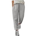 thumbnail image 1 of Yuyuzo Womens Cotton Linen Pants Drawstring High Waisted Lounge Pants Straight Leg Cropped Trousers, 1 of 5