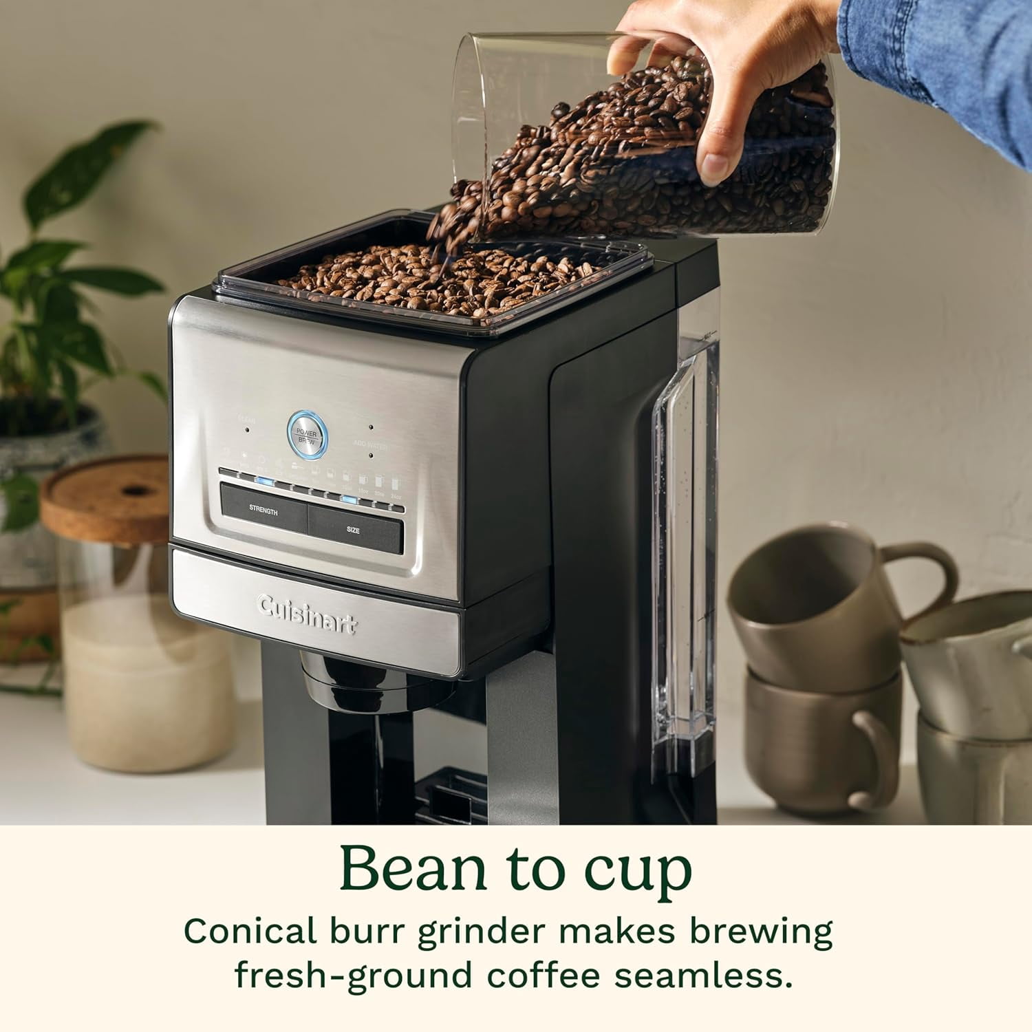 Cuisinart Coffee Maker, Custom Grind and Brew Single Cup Coffee Maker, 6 Cup Sizes, Built-in Stainless Steel Burr Mill