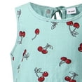 thumbnail image 4 of WEIYLL Robes d'Été Filles Tendance 2025 Lin Cerise Imprimé Sans Manches Gilet Vert Robe Vêtements 5-6 Ans, 4 of 5