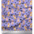 thumbnail image 1 of Soimoi Tissu Cambric Coton Violet Rayé, Insecte & Lapin Imprimé Animal 1 Yard 56 Pouces de Large, 1 of 1