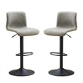 thumbnail image 2 of Bar Stools Set of 2, Height Adjustable Swivel Barstools, Bar Chairs with Backs & Metal Footrest for Home Kitchen, Barstools for Kitchen Dining Reception, PU Leather, Gray, 2 of 6