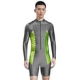 thumbnail image 2 of iefiel Men's Rash Guard Long Sleeve Swimsuit Stretchy Front Zipper One Piece Bathing Suit Surfing Grey S, 2 of 5