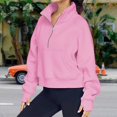 thumbnail image 3 of Stand Collar Fall Clothes Half Zip Women Solid Color Daily Outfit (Coffee XL), 3 of 6