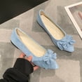 thumbnail image 2 of Light Blue Shoes For Women Casual Flats Pointed Toe Solid Color Flower Detail Comfortable Lightweight All-Match Leisure Outdoor Indoor Spring Fall Size 41, 2 of 9