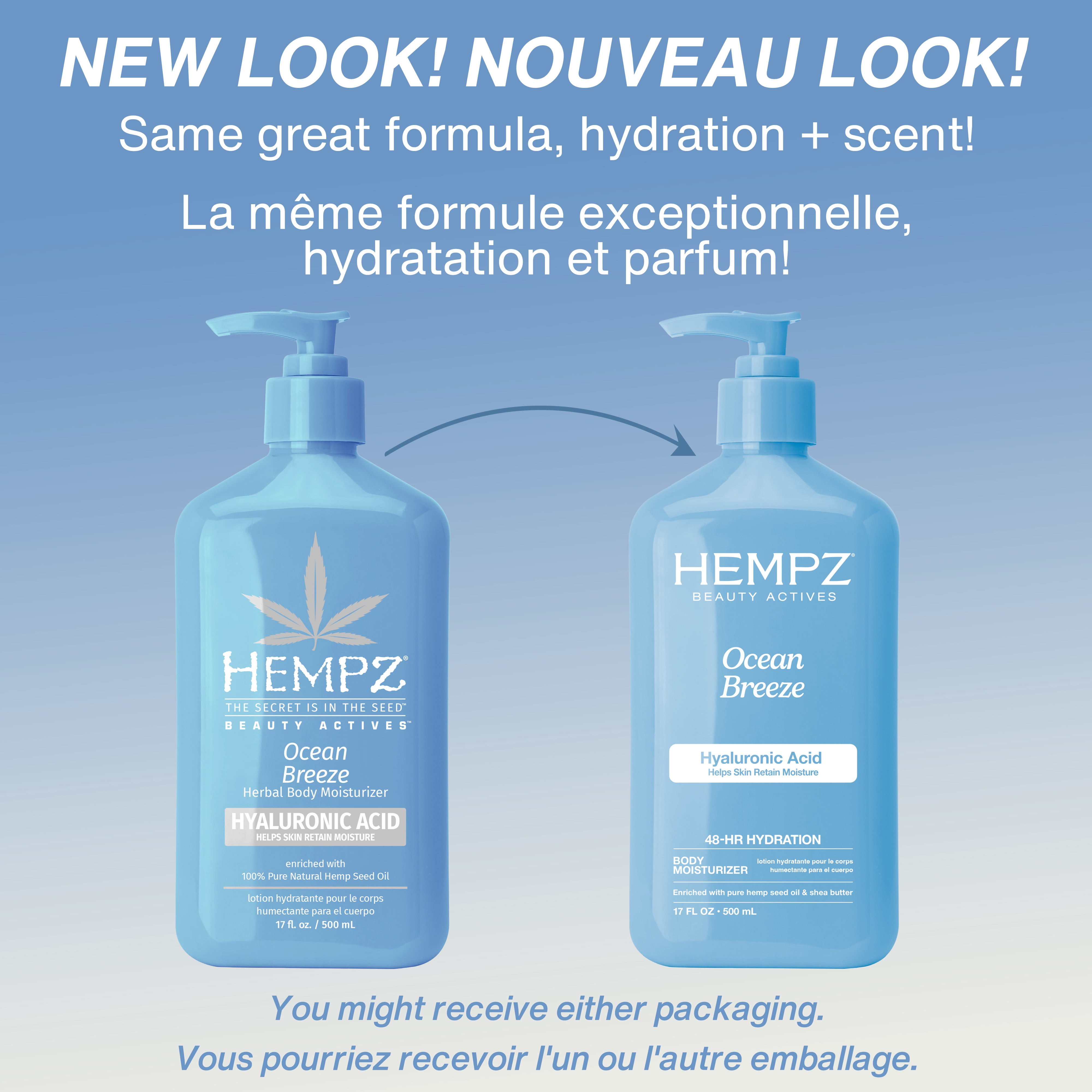 Hydratant corporel HEMPZ – Brise océanique, pour les peaux sèches 17oz