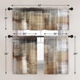 thumbnail image 4 of Brown Kitchen Window Curtains Valance and Tier Set 36 Inch, Grey Beige 3 Piece Set Rod Pocket Short Curtains for Window, Modern Abstract Art Window Treatment Tiers for Living Room Bedroom, 4 of 5