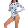 thumbnail image 1 of Aboser Women's One Piece Swimsuits Long Sleeve Rash Guard UV Protection Surfing Swimsuit Summer High Cut Bathing Suit Tropical Print Rashguard, 1 of 8