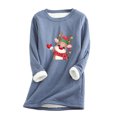 thumbnail image 1 of Hauts à Col Haut pour Femmes Automne et Hiver Mode Décontractée Tempérament Peluche Chaude sous-Couche Imprimé de Noël Pull Manches Longues Col Rond Long Pulls de Noël pour Femmes, 1 of 5