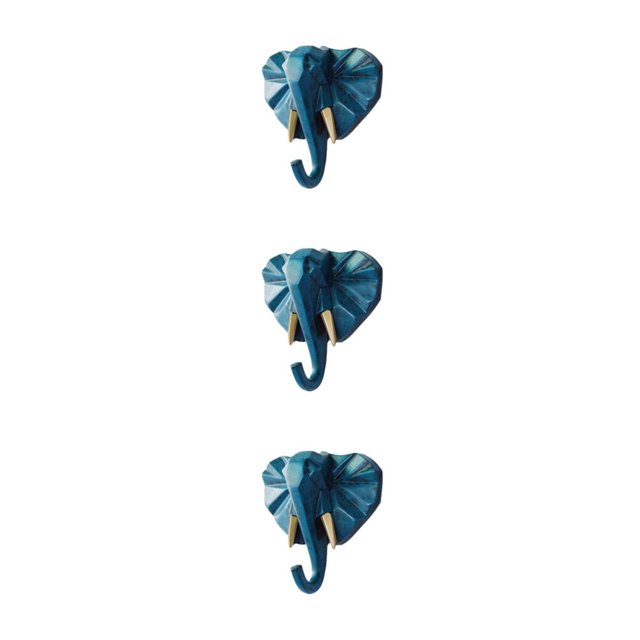 Wweixi Coat Hooks Easy To Install And Wide Application For Added In Daily Life Retro blue(elephant) 3Set