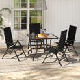 thumbnail image 4 of Costway 1 PCS Chaise Pliante de Patio Chaises d'Extérieur avec Siège Rembourré, Dossier Réglable Noir, 4 of 10