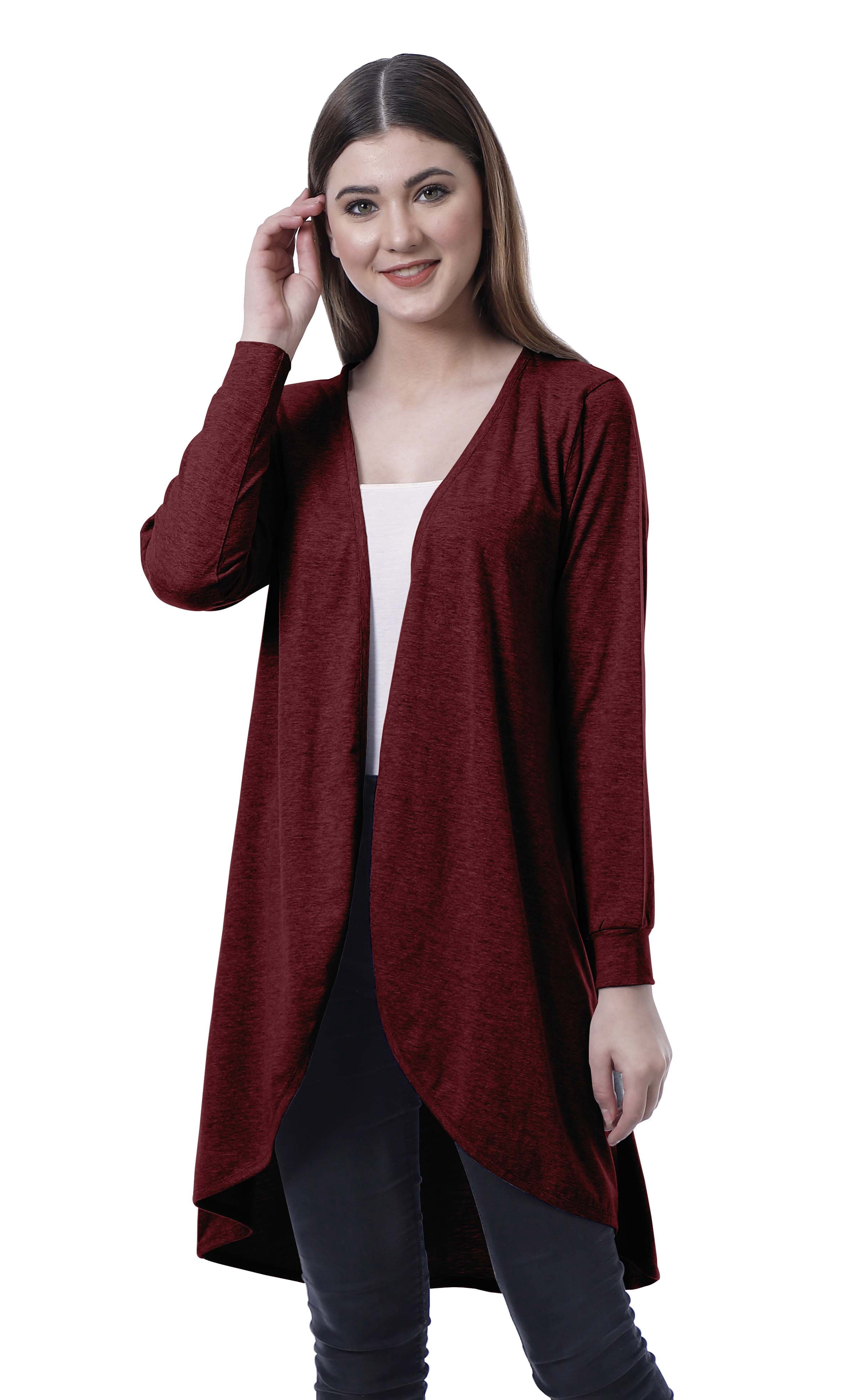 Moomaya Cardigan d'Été Long en Coton pour Femmes à Manches Longues, Style Hi-Lo, Ourlet Arrondi