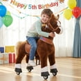 thumbnail image 2 of PonyCycle Ride-On Horse Toy for Kids, Plush Riding Pony with Sound & Hand Brake, Kid-Powered, Ages 4-7, Brown, Ux424, 2 of 10