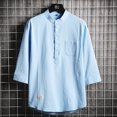 thumbnail image 1 of Chemises pour Hommes, Mode Décontractée Col Rabattu Boutons Manches Coudées Blouse Hauts Chemise, 1 of 3
