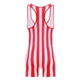 thumbnail image 4 of Zaldita Men's Striped Sleeveless Boxer Shorts Leotard Deep U Neck Racerback Slim Fit Rompers Red&White 3XL, 4 of 6