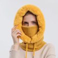 thumbnail image 3 of Women Winter Outdoor Riding Headgear Cold-Proof Ski Cap Warm Bib Face Mask Integrated Cold-Proof Hood Hat, 3 of 4