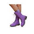thumbnail image 3 of Woobling Bottes Mi-Mollet Confort pour Femmes Bottes d'Équitation Antidérapantes Bout Rond Violet 7, 3 of 6