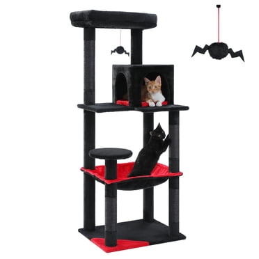 PAWZ Road 56.3" Multi-Level Cat Tree for Large Breed Cat Tower Indoor with 2 Door Condo Black