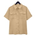 thumbnail image 2 of Timegard Cotton Linen Tops for Women Short Sleeve Button down Shirts Solid Color Casual Tops with Pockets, 2 of 7