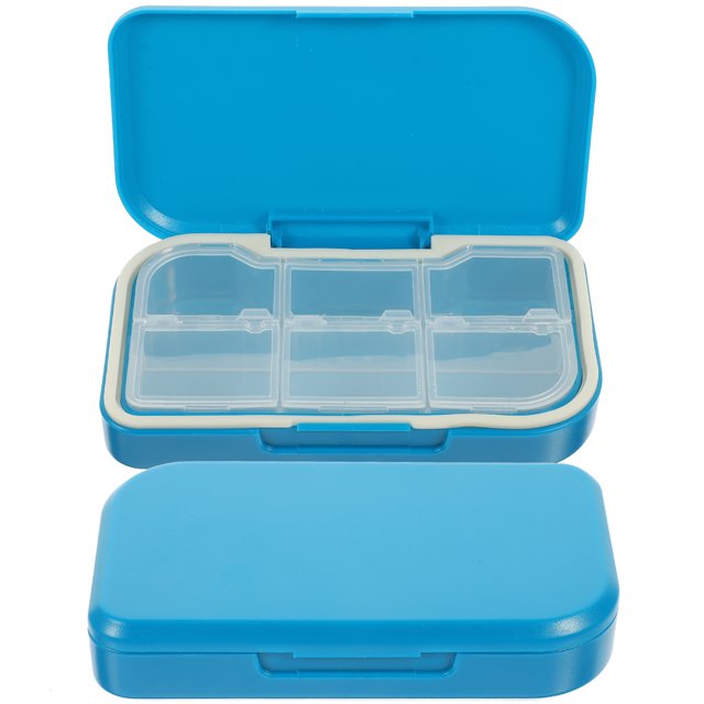 2Pcs Portable Pills Case 6 Compartments Pills Organizer Pills Storage Box Travel Pills Case