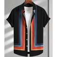 thumbnail image 3 of CHUANK Simple Stripe Men‘s Shirt Hawaiian 3D Print Unisex Blouse Short Sleeve Lapel Button Tops Loose Summer Oversize Beach Clothes, 3 of 7