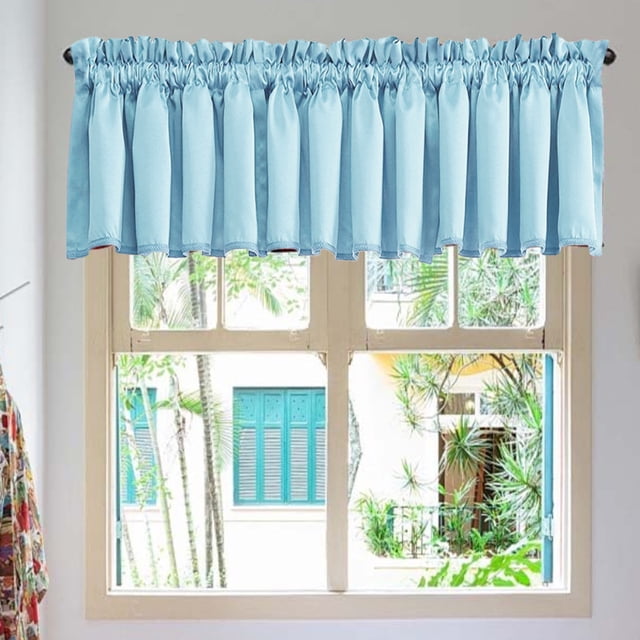 Aodebiao Blackout Window Valance, 18 Inches Long Kitchen Window Curtains Over Sink Rod Pocket Pattern Valance for Bathroom Bedroom Living Room