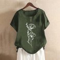 thumbnail image 1 of Blouses pour Femmes, Mode Blouses Imprimées Décontractées pour Femmes Chemises à Boutons Manches Courtes Col Rond Hauts, 1 of 4