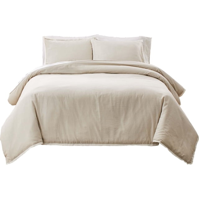 Better Homes & Gardens 3-Piece Papyrus Beige Linen Duvet Set, Adult Double/Queen