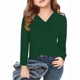thumbnail image 2 of vdgthytj Toddler Boys Girls Long Sleeve T-Shirts Kids V Neck Solid Color Color Basic Tops Fall Spring Outfit Blouse, 2 of 5