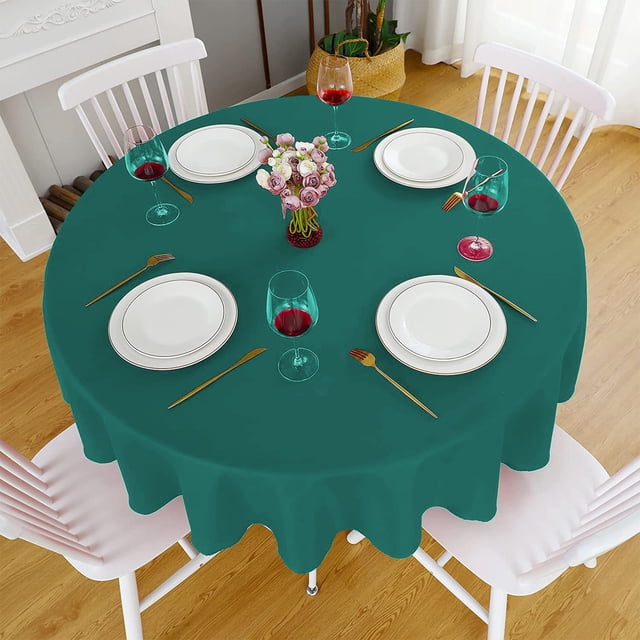 Aufmer 1 Pcs 60in Round Tablecloth, Durable Polyester Fabric, Wrinkle-Resistant for Home Restaurants Pubs, 9 Color Options(Green)