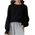 thumbnail image 2 of MeetoTime Kids Girls Fall Long Sleeve Crew Neck T-Shirt Base Layer Tops 2024 Cotton Soft Solid Color Undershirt, 2 of 3