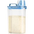 thumbnail image 1 of Viretec Rice Airtight Storage Container, 3-5Lbs Cereal Dry Food Flour Bin, Pet Dog Cat Dispenser with Measuring Cup, BPA Free Clear Plastic Kitchen & Pantry Organization Bin for Sugar, Pasta, Blue, 1 of 8