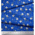 thumbnail image 2 of Soimoi Blue Moss Georgette Fabric Check & Floral Print Fabric by Yard 42 Inch Wide, 2 of 6