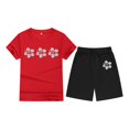 thumbnail image 4 of PMVFHDE Mignons Hauts à Manches Longues pour Ados T-Shirts à Col Rond Imprimés à Manches Courtes pour Enfants pour Garçons et Filles Ensembles 2 Pcs pour Filles Rouge, 8-9 Ans, 4 of 4