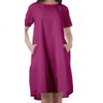 thumbnail image 2 of Moomaya Robes Tuniques Unies Femmes Ligne A Manches Courtes Robe Droite Décontractée, 2 of 6