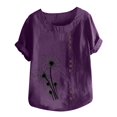thumbnail image 5 of Chemise à Manches Longues Femme Femmes Été Décontracté Col Rond Manches Courtes Imprimé Chemise Ample Hauts Femmes Hauts d'Été Coupe Ample Femmes Hauts à Manches Courtes Femmes Hauts à Manches Courtes, 5 of 5