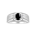 thumbnail image 1 of RYLOS Men's Rings Sterling Silver Classic 7X5MM Oval Gemstone & Diamond Ring Cabochon Onyx October Birthstone Rings For Men, Silver Rings, Size 9, 1 of 7