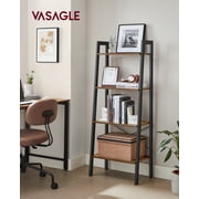 VASAGLE Ladder Shelf, 4-Tier Bookshelf, Storage Rack, Bookcase with Steel Frame, Rustic Brown and Black
