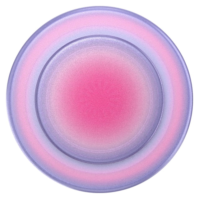 PopSockets PopGrip For MagSafe Round with Adapter Aura showing a round phone grip with multicolour concentric rings in pink, purple, and blue, magnetically attaching to MagSafe cases for grip, stand, and wireless charging compatibility.