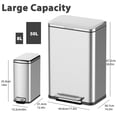 thumbnail image 2 of Cibeat 2 PCS Trash Can Combination Set, Stainless Steel Kitchen Waste Bins with Soft-Close Lid, for Bathroom, Kitchen, Office, Business, 50L + 8L, 2 of 7