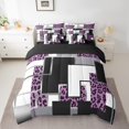 thumbnail image 2 of YST Abstract Geometric Full Bedding Set For Girls Kids Safari Leopard Print Bed In A Bag 7 Piece Cheetah Checkered Comforter Set With Sheets Wildlife Grids Bed Set Wild Animal, 2 of 5