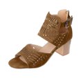 thumbnail image 2 of LSLJS Women's Summer New Large-size Hollowed-out Rhinestone Fish Mouth Chunky High-heeled Sandals, Platform Sandals, 2 of 7