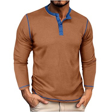 HWRETIE Men's Slim Fit Shirt Long Sleeve Lapel Button Down Casual T Shirt Blouse For Daily Wear