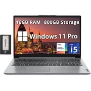 Lenovo IdeaPad 1i 15.6" FHD Ordinateur portable d'affaires, Intel i5-1235U, 16GB RAM, 800GB Stockage(512GB SSD+288GB, Ensemble de stations d'accueil, Intel Iris Xe Graphics, Num Pad, 720p Webcam, WiFi 6, Gagner 11 Pro, gris