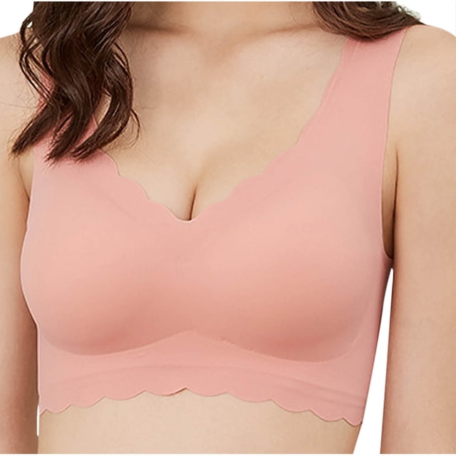 Abcnature Plus Size Bras for Women Plus Size Solid Wavy Wireless Removable Cup Gathering Daily Bras