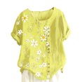 thumbnail image 1 of Innerwin T-Shirt Imprimé Floral Femmes Tops Plage Cou Confortable T-Shirt Jaune Clair M, 1 of 5