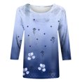 thumbnail image 4 of CEHVOM T-shirt Mode Femme Imprimé Ample Manches 3/4 Blouse Col Rond Tops Décontractés Liquidation, 4 of 5