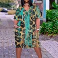 thumbnail image 2 of Pisexur Robes d'Été pour Femmes Mode à Imprimé Floral Robe Soleil Décontractée Ample à Col en V à Manches Courtes Robes T-Shirt Fluides Surdimensionnées Robe de Plage avec Poches Grande Taille Robe Mi-Mollet L-5TG, 2 of 5