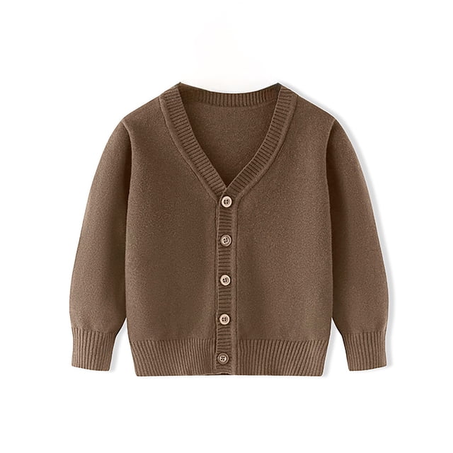 Liyamei Unisex Boy' Girls' Cardigans Sweater V Neck Long Sleeve Button Soild Knit Sweaters For 2 10 Years