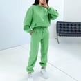 thumbnail image 2 of PEZHADA Fall Savings Women 2 Piece Outfits Sweatsuit Set Oversized Long Sleeve Hooded Sweatshirt with Pockets Drawstring Sweatpant Lounge Set Tracksuit Green, 2 of 5